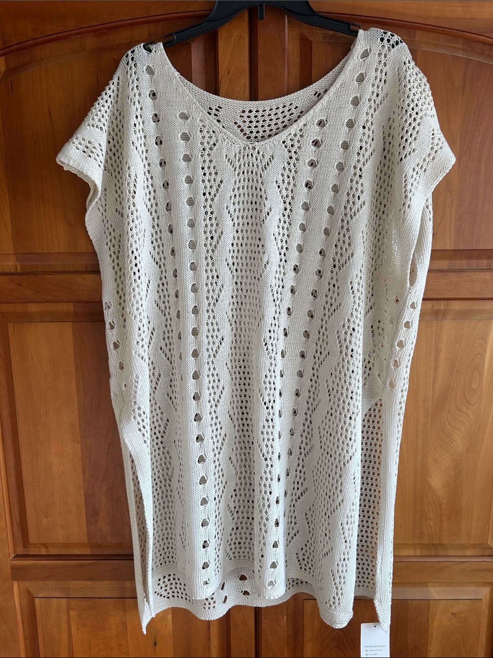 NXH brand, Cream Popover Cotton Blend, Sz XL,Beige Crochet Knit Women's Top, NWT